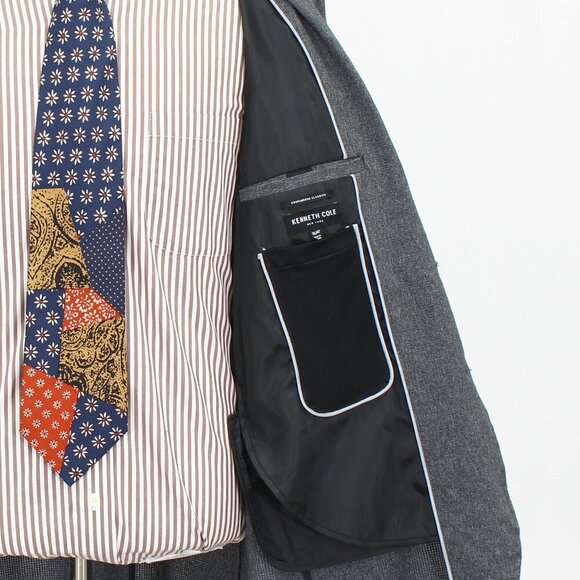 Kenneth Cole 46L Gray Solid 2-Button Sport Coat Blazer Jacket G520 - Picture 10 of 11